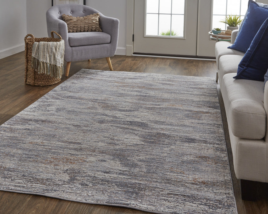4' X 6' Tan and Gray Abstract Power Loom Distressed Area Rug