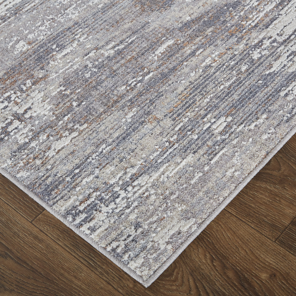 4' X 6' Tan and Gray Abstract Power Loom Distressed Area Rug
