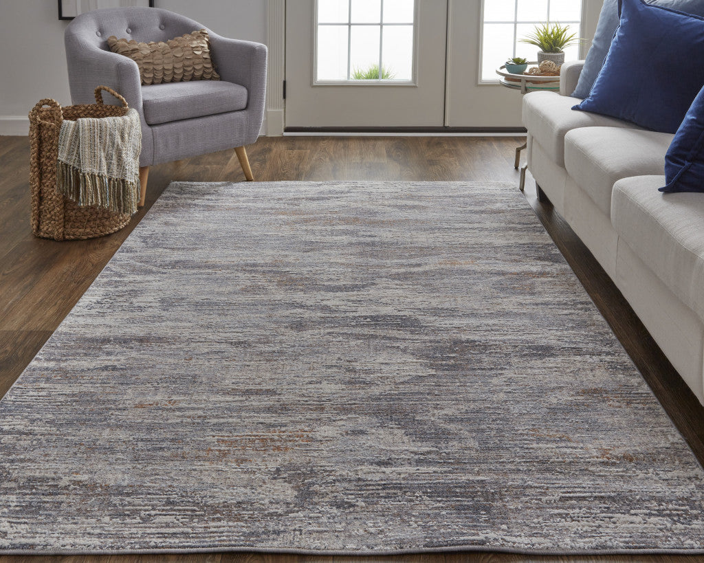 4' X 6' Tan and Gray Abstract Power Loom Distressed Area Rug