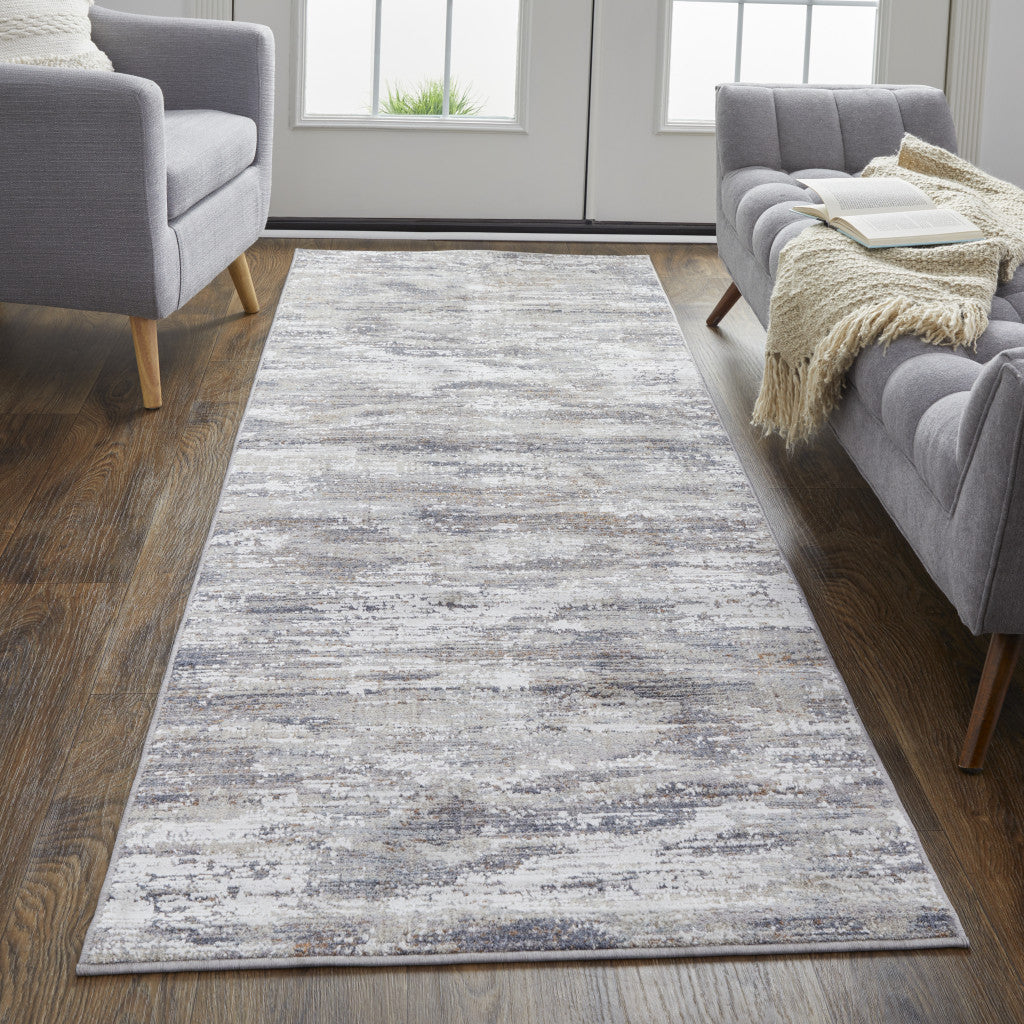 4' X 6' Tan and Gray Abstract Power Loom Distressed Area Rug