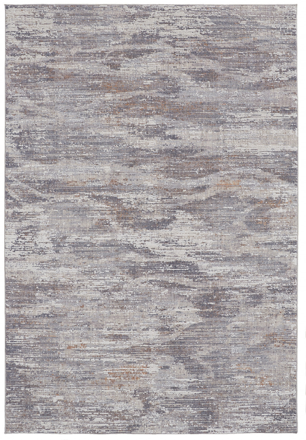 4' X 6' Tan and Gray Abstract Power Loom Distressed Area Rug