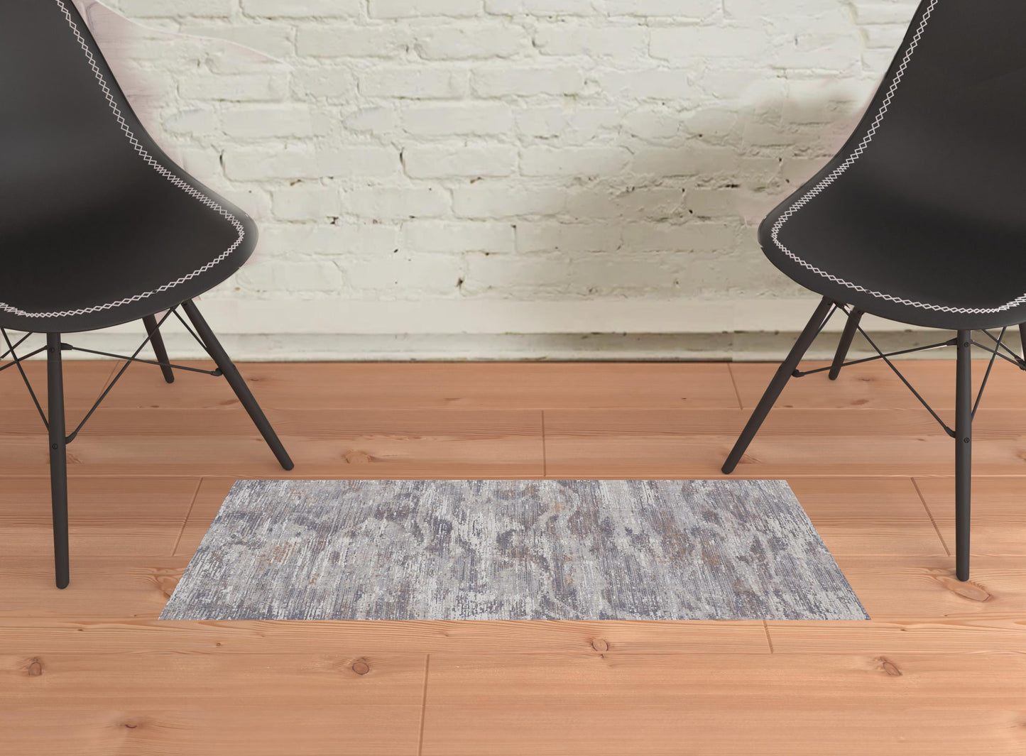 4' X 6' Tan and Gray Abstract Power Loom Distressed Area Rug