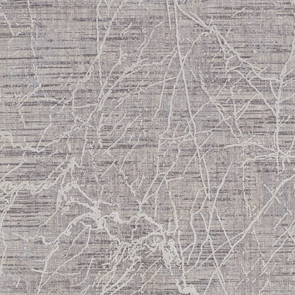 4' X 6' Gray Abstract Power Loom Distressed Area Rug