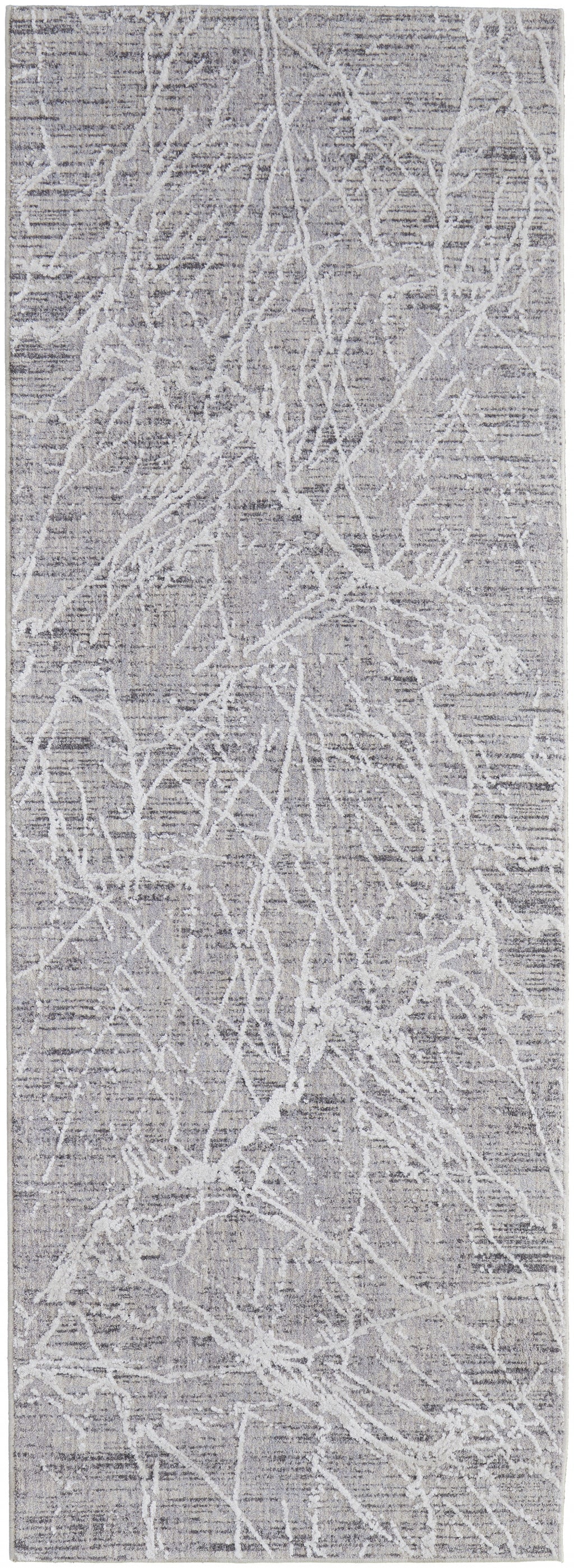 4' X 6' Gray Abstract Power Loom Distressed Area Rug
