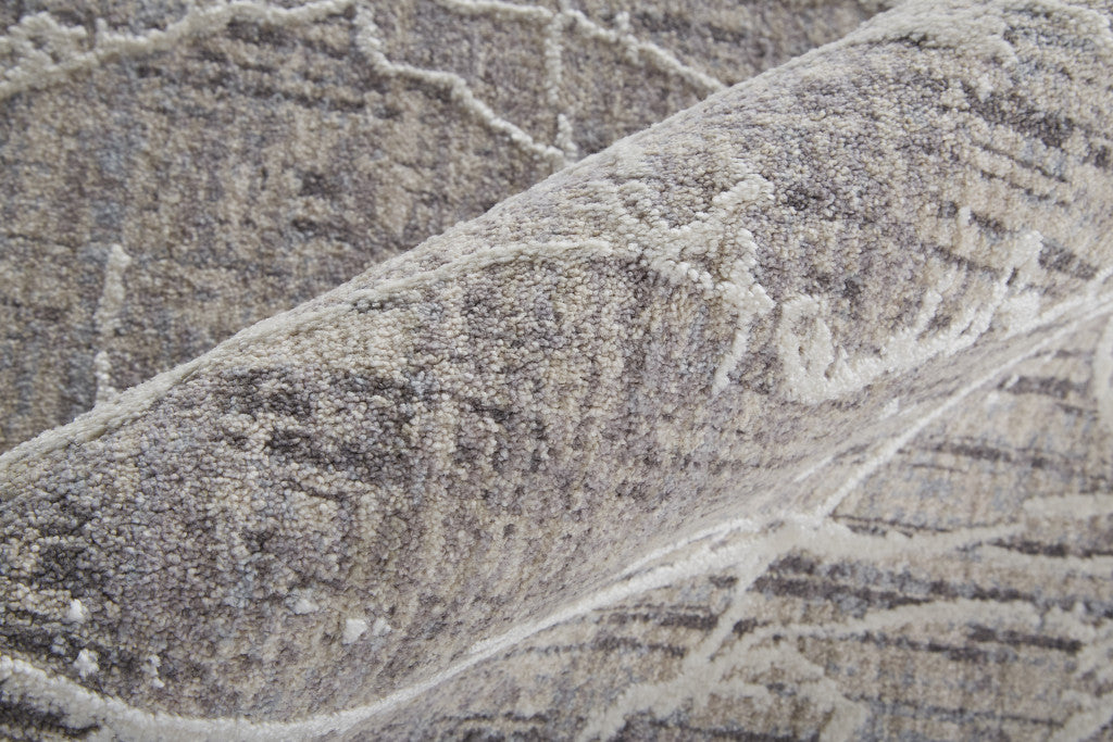 4' X 6' Gray Abstract Power Loom Distressed Area Rug