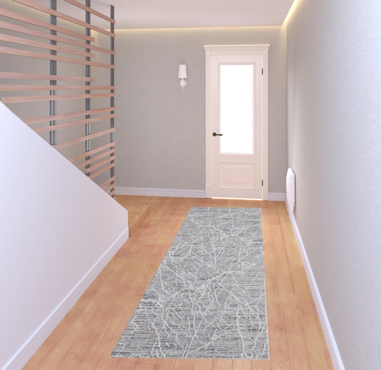 4' X 6' Gray Abstract Power Loom Distressed Area Rug