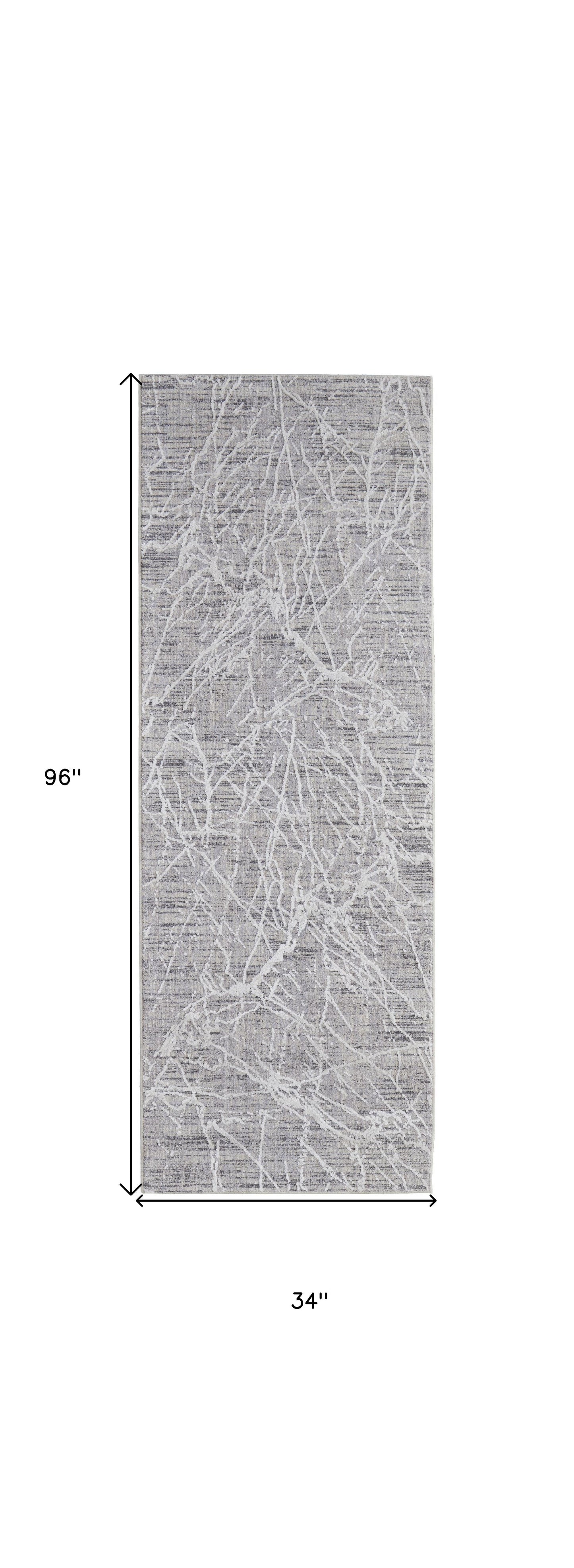 4' X 6' Gray Abstract Power Loom Distressed Area Rug