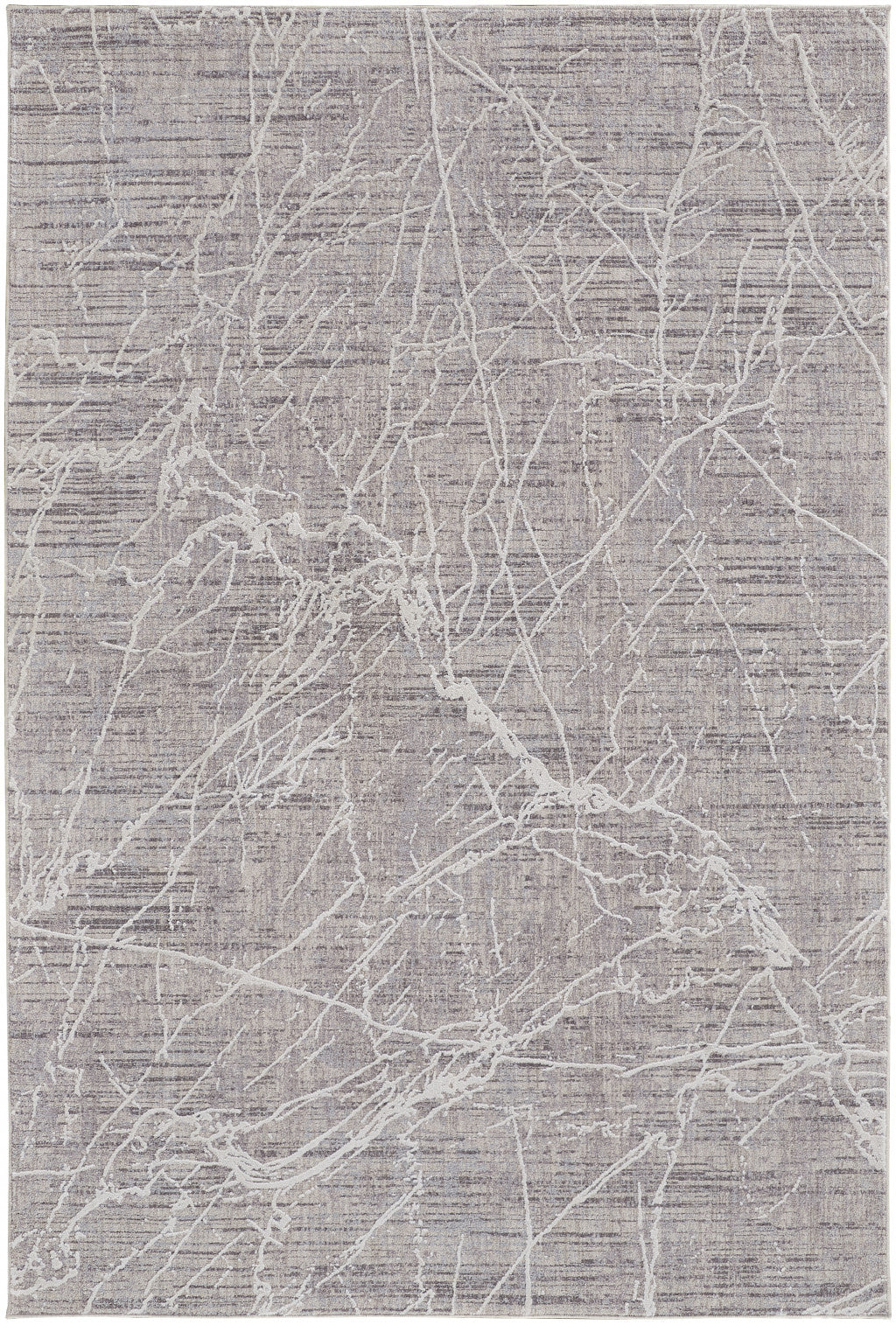 4' X 6' Gray Abstract Power Loom Distressed Area Rug