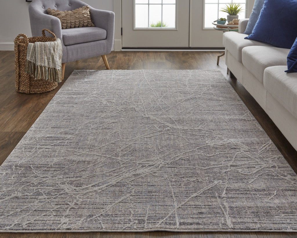 4' X 6' Gray Abstract Power Loom Distressed Area Rug