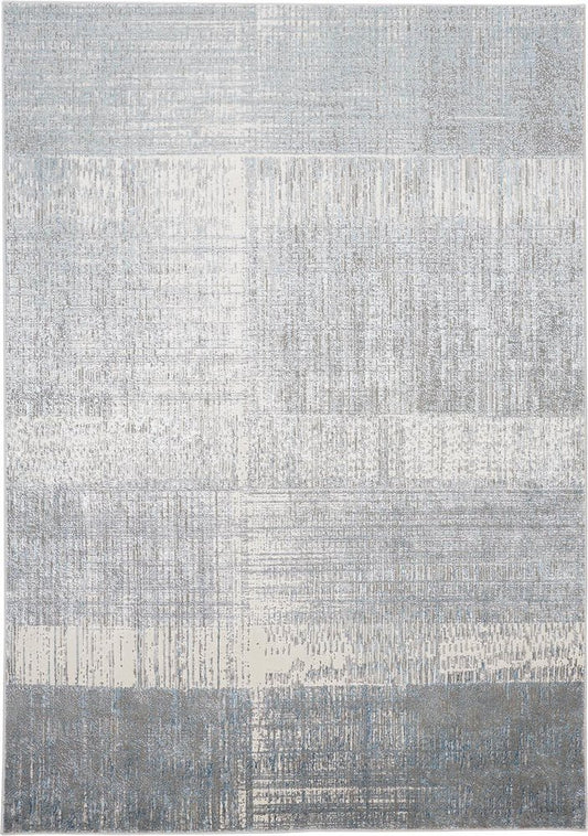 2' X 3' Blue And Gray Abstract Area Rug