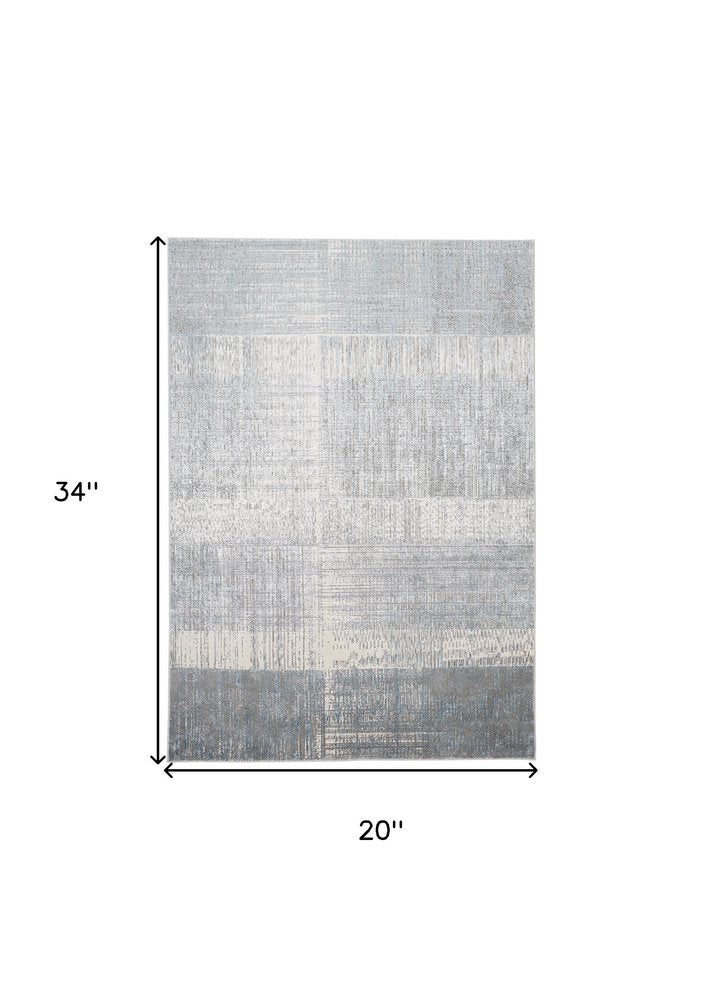2' X 3' Blue And Gray Abstract Area Rug