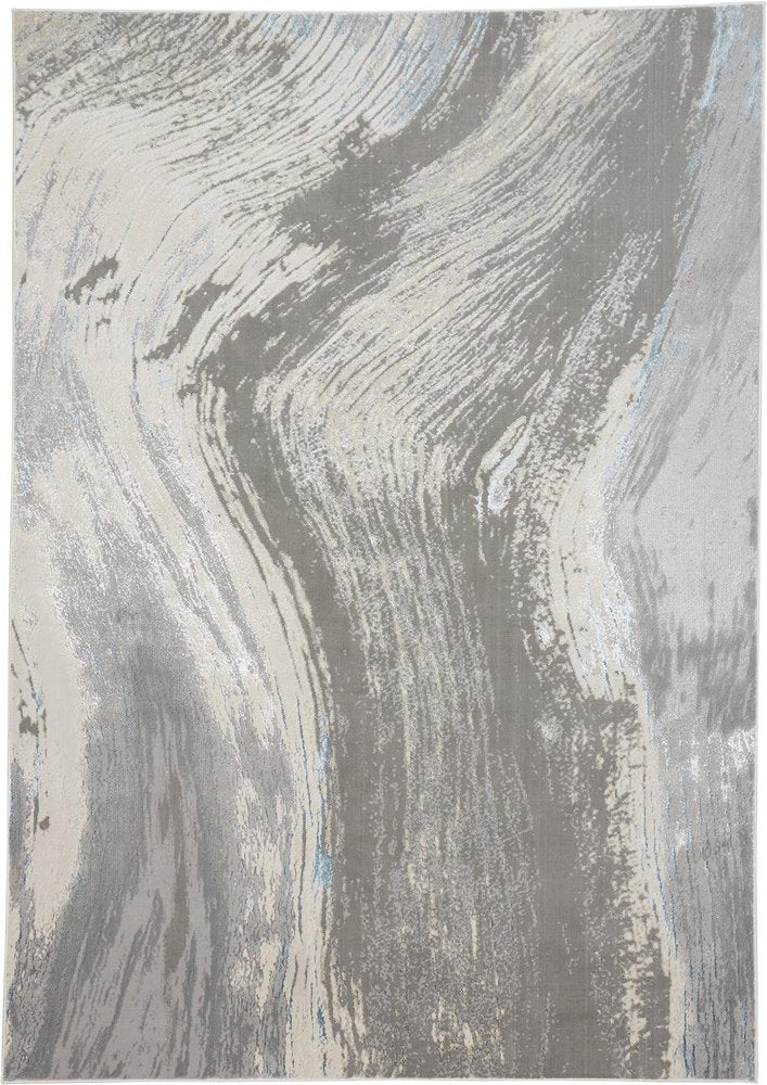 2' X 3' Gray Ivory And Blue Abstract Area Rug