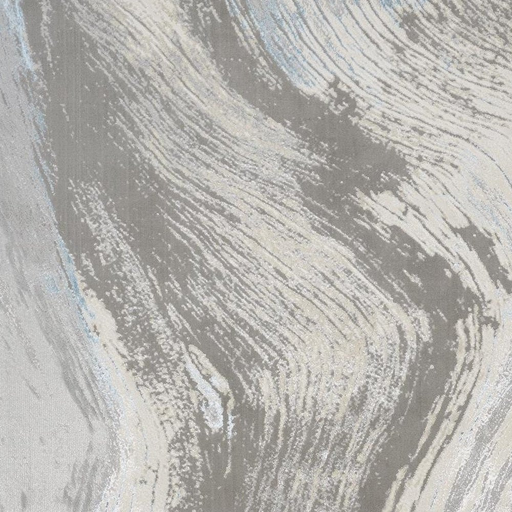 2' X 3' Gray Ivory And Blue Abstract Area Rug