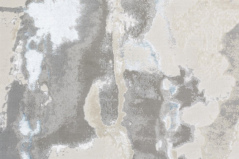 2' X 3' Gray Ivory And Blue Abstract Area Rug