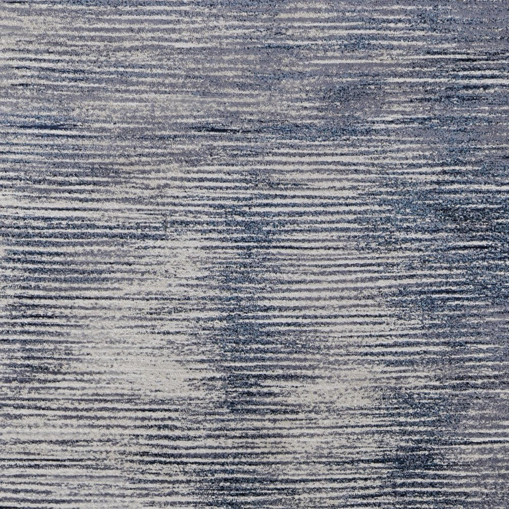 2' X 3' Blue Ivory And Gray Striped Distressed Area Rug