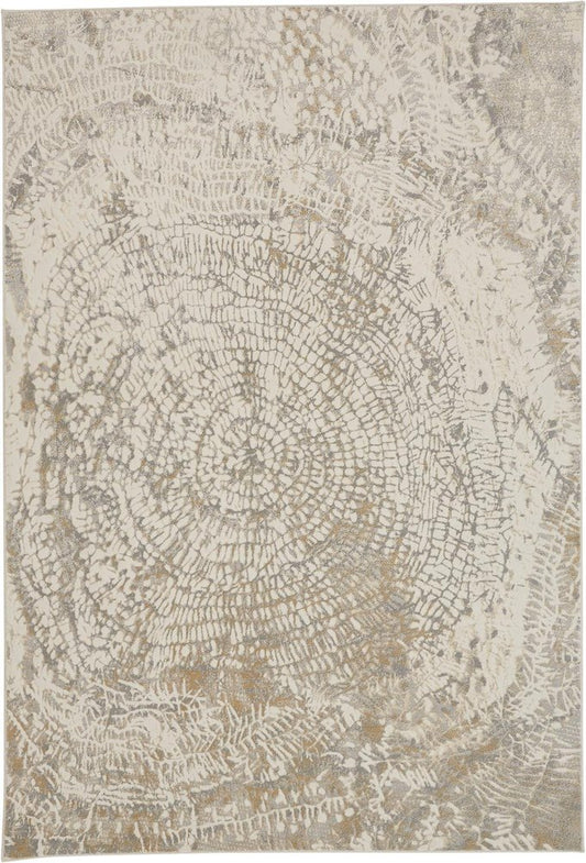 2' X 3' Gray Ivory And Tan Abstract Area Rug