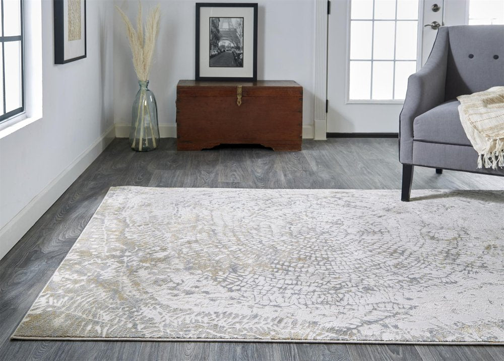 2' X 3' Gray Ivory And Tan Abstract Area Rug