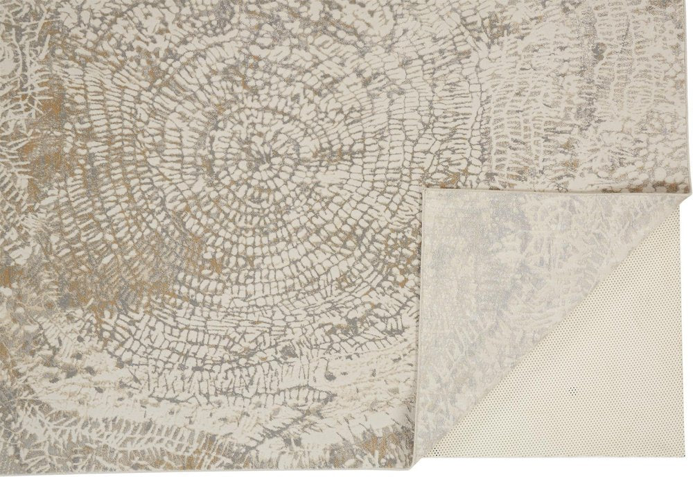 2' X 3' Gray Ivory And Tan Abstract Area Rug