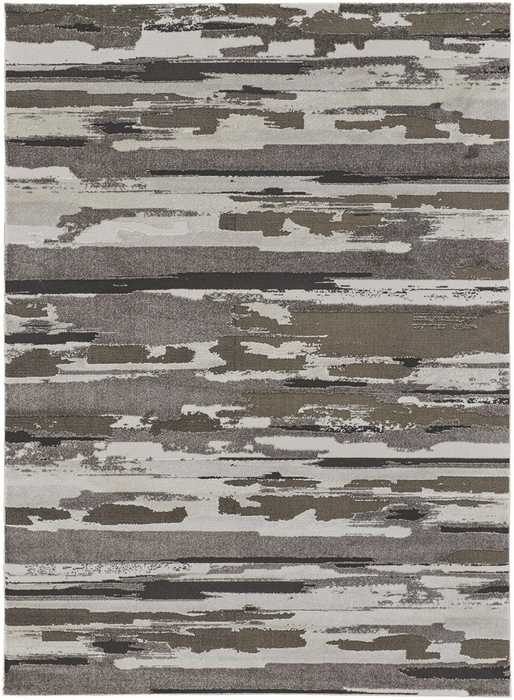 2' X 3' Gray Ivory And Brown Abstract Distressed Area Rug