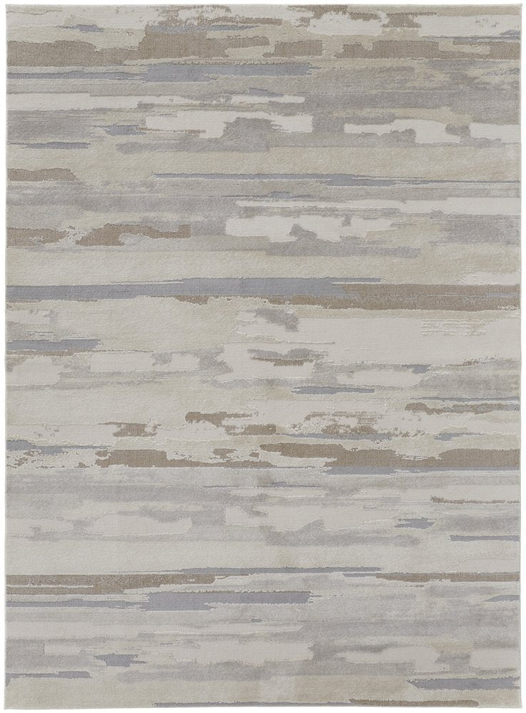2' X 3' Brown Ivory And Tan Abstract Distressed Area Rug