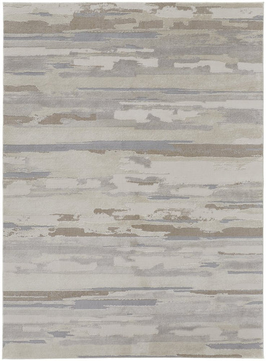 2' X 3' Brown Ivory And Tan Abstract Distressed Area Rug