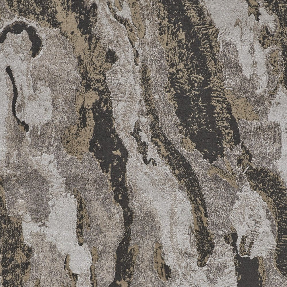 2' X 3' Brown and Ivory Abstract Power Loom Distressed Area Rug