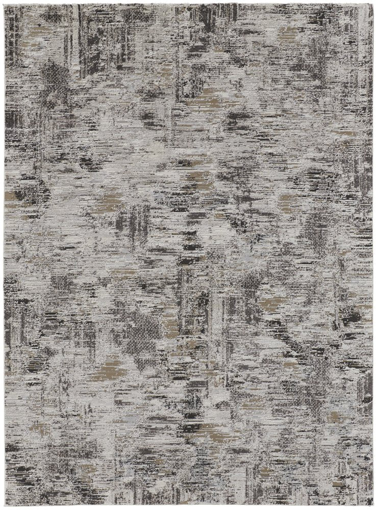 2' X 3' Gray Ivory And Brown Abstract Distressed Area Rug