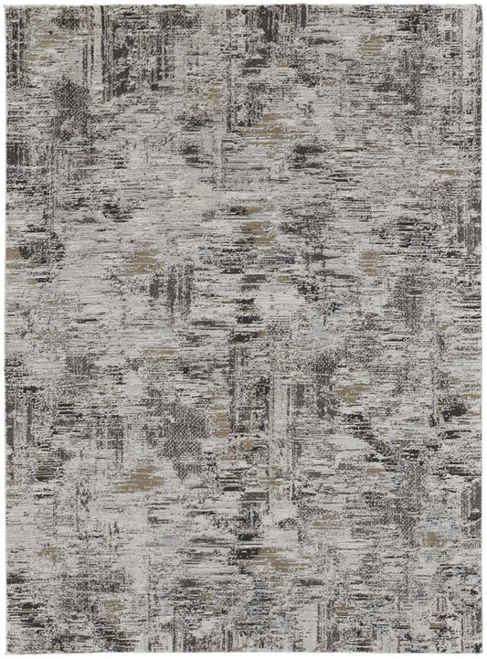 2' X 3' Gray Ivory And Brown Abstract Distressed Area Rug