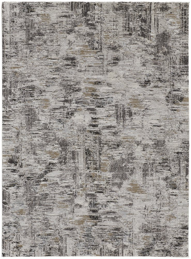 2' X 3' Gray Ivory And Brown Abstract Distressed Area Rug