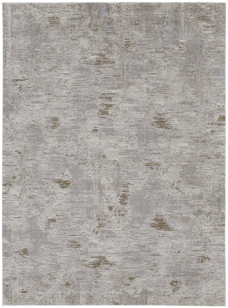2' X 3' Gray Ivory And Tan Abstract Distressed Area Rug