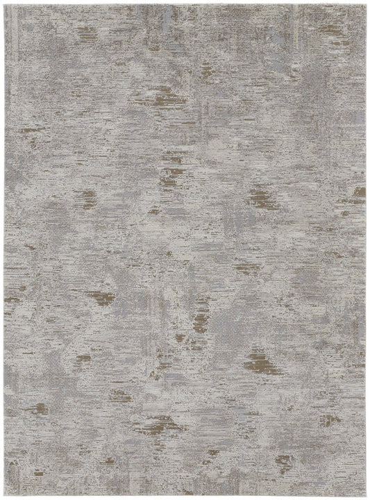 2' X 3' Gray Ivory And Tan Abstract Distressed Area Rug