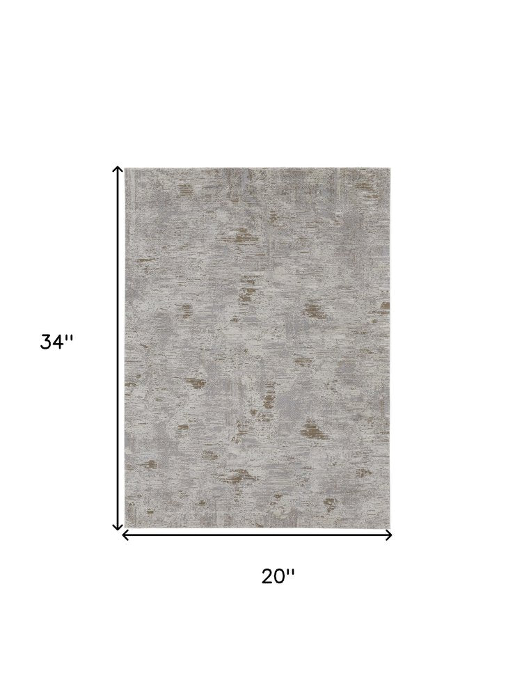 2' X 3' Gray Ivory And Tan Abstract Distressed Area Rug