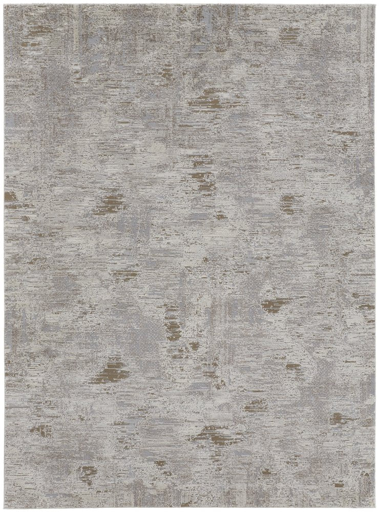 2' X 3' Gray Ivory And Tan Abstract Distressed Area Rug