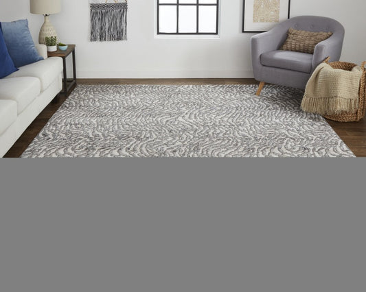 2' X 3' Gray and Ivory Abstract Power Loom Area Rug