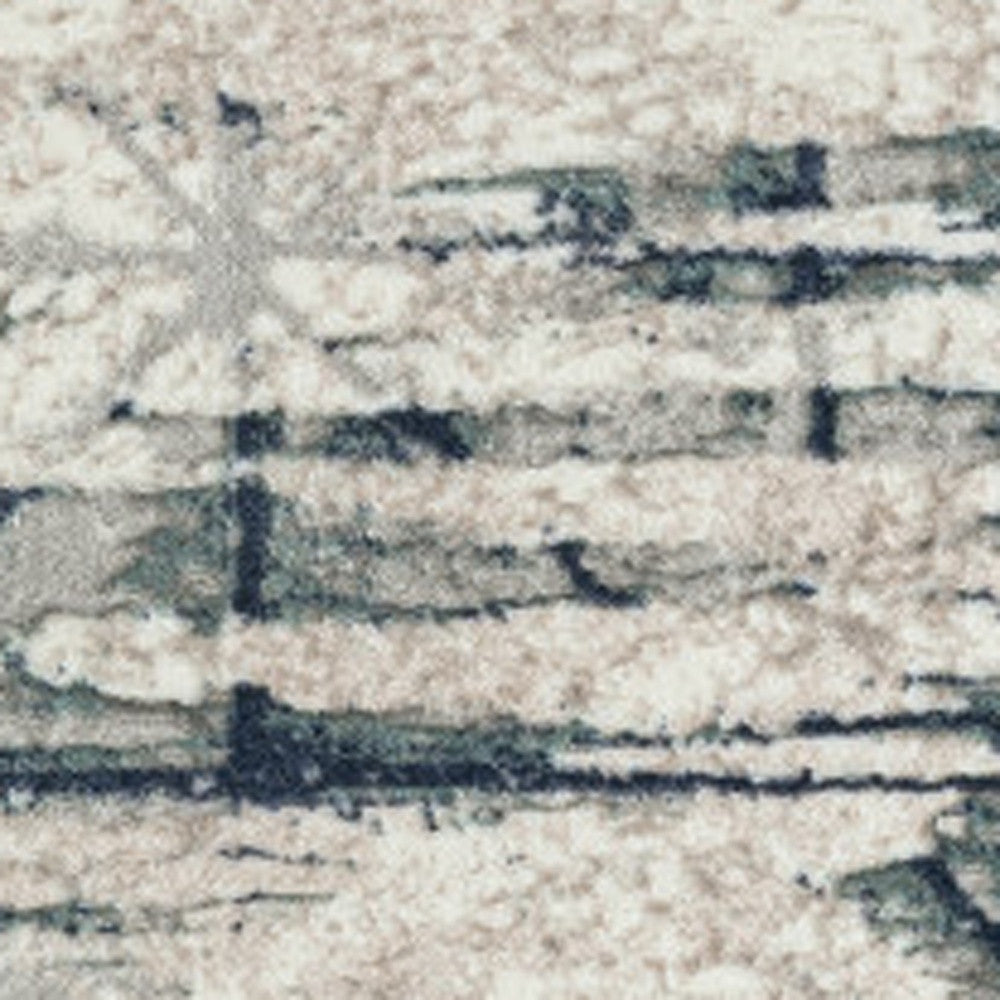 5' X 7' Blue Abstract Stain Resistant Area Rug