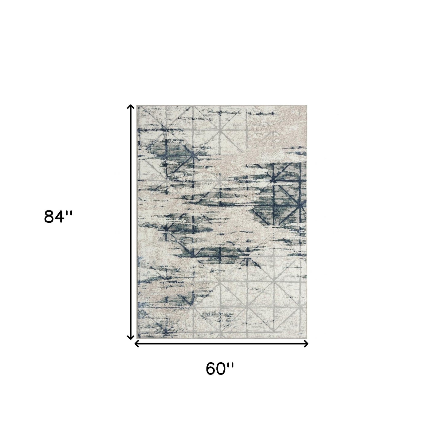 5' X 7' Blue Abstract Stain Resistant Area Rug