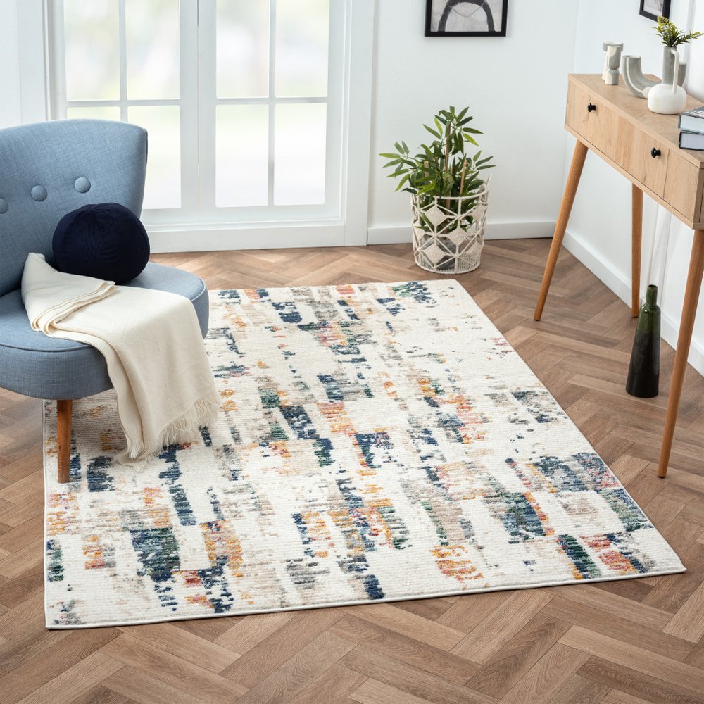 5' X 7' Blue Abstract Area Rug
