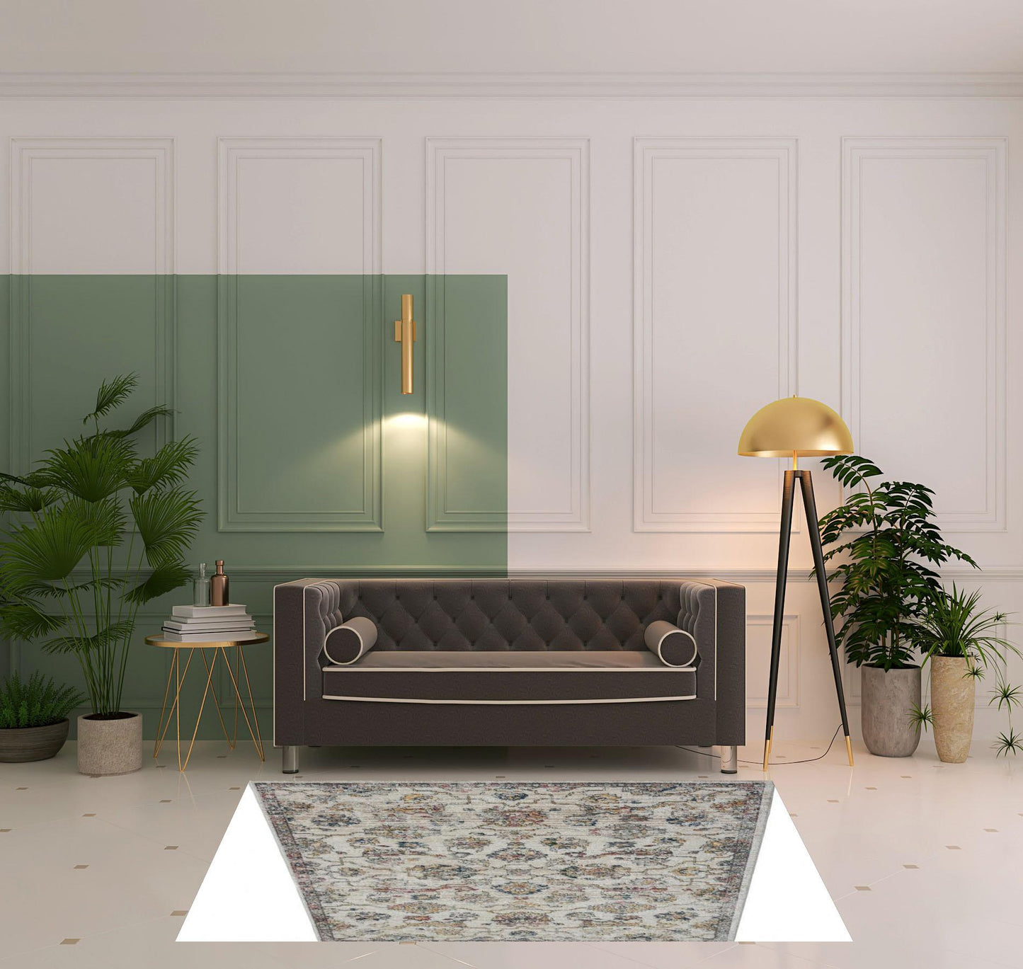 5' X 7' Gray Floral Area Rug