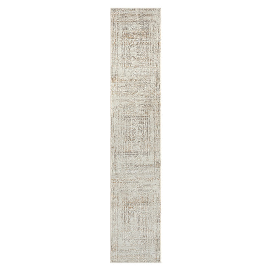 2' X 8' Beige Abstract Distressed Runner Rug