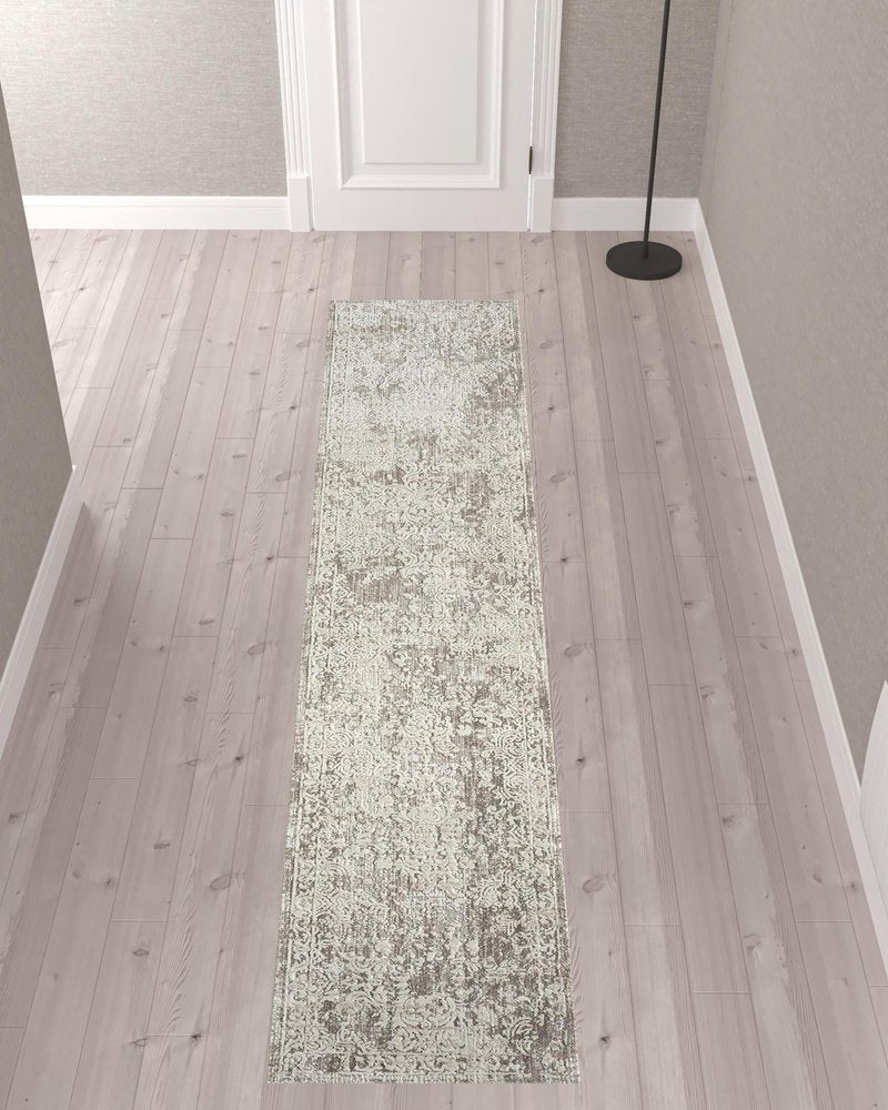 9' X 12' Gray Abstract Distressed Area Rug