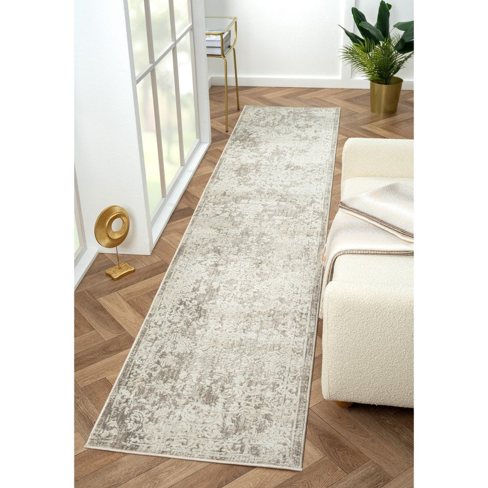 9' X 12' Gray Abstract Distressed Area Rug