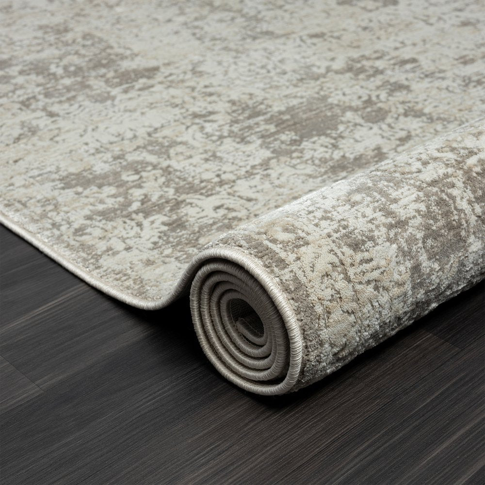 9' X 12' Gray Abstract Distressed Area Rug