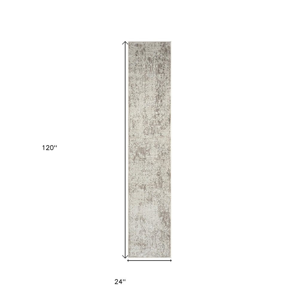9' X 12' Gray Abstract Distressed Area Rug