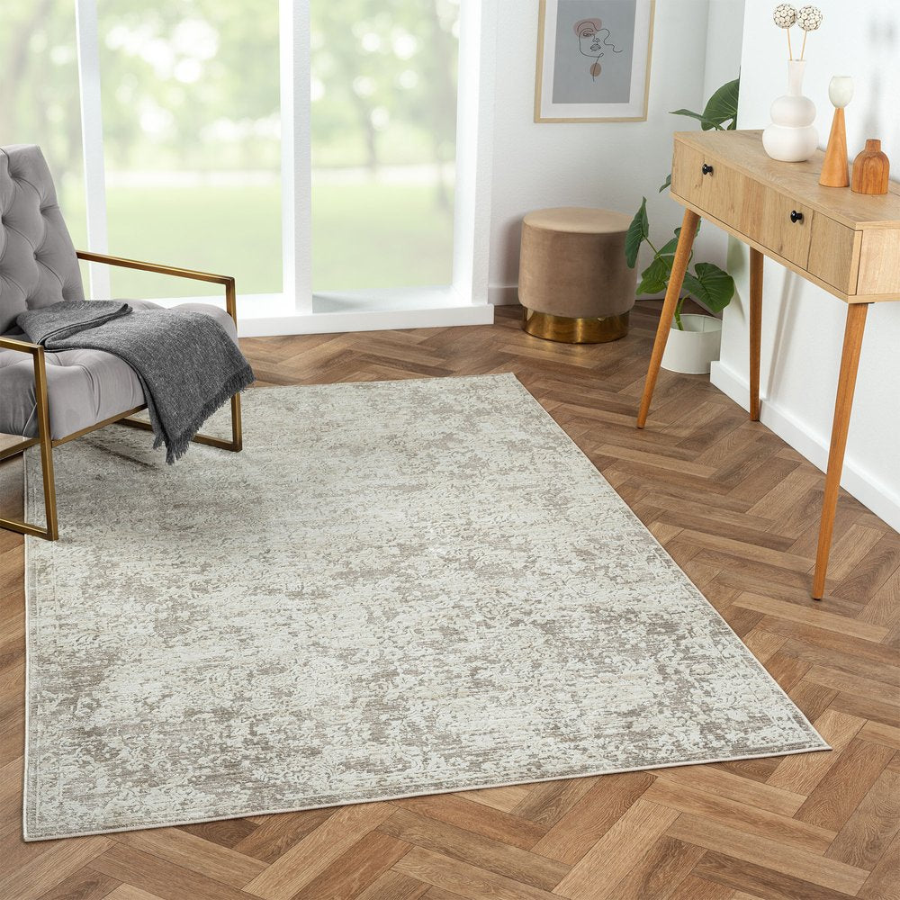 9' X 12' Gray Abstract Distressed Area Rug
