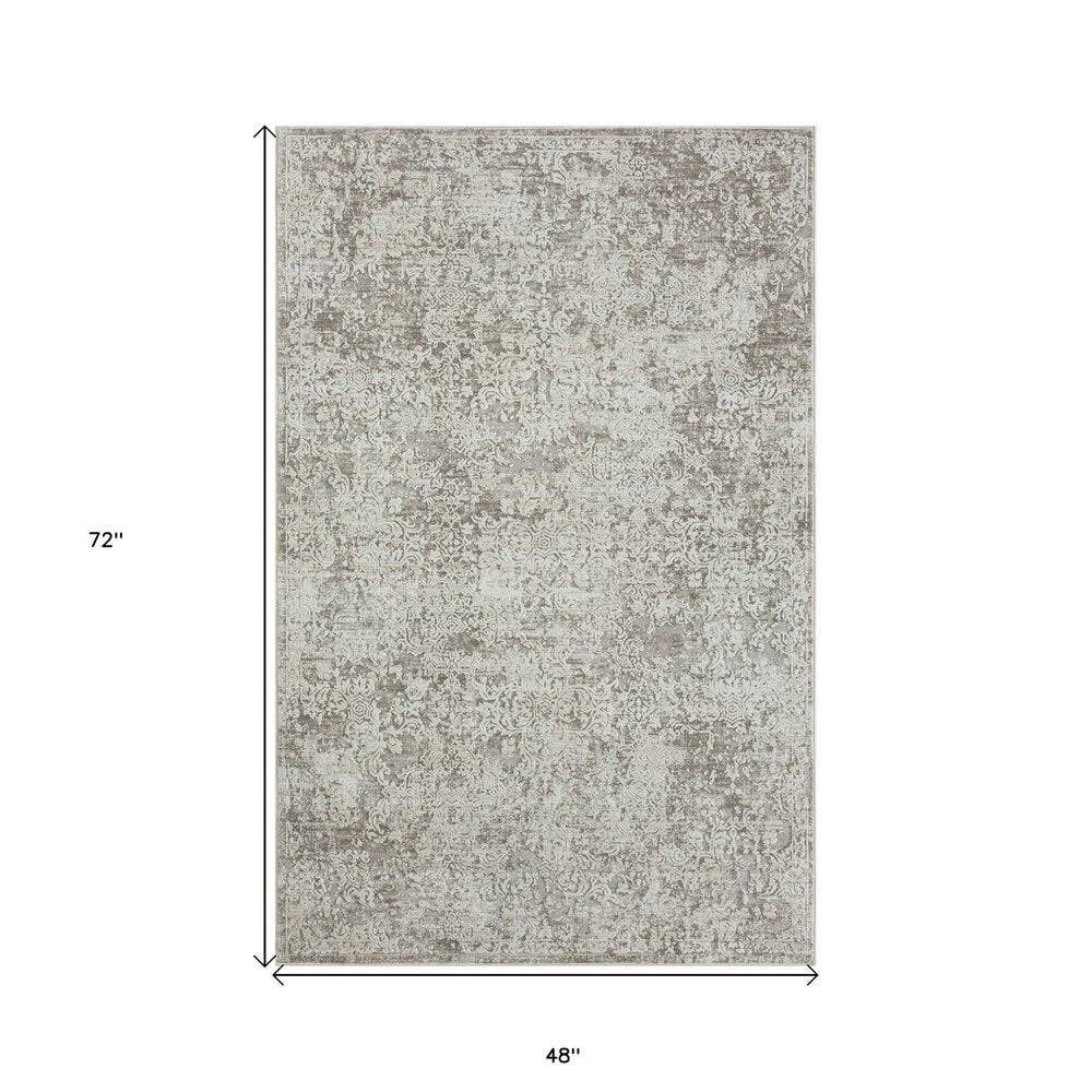9' X 12' Gray Abstract Distressed Area Rug