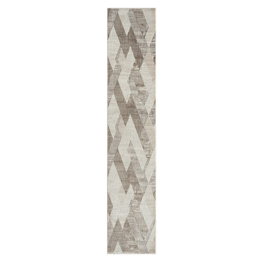 2' X 8' Gray Geometric Runner Rug