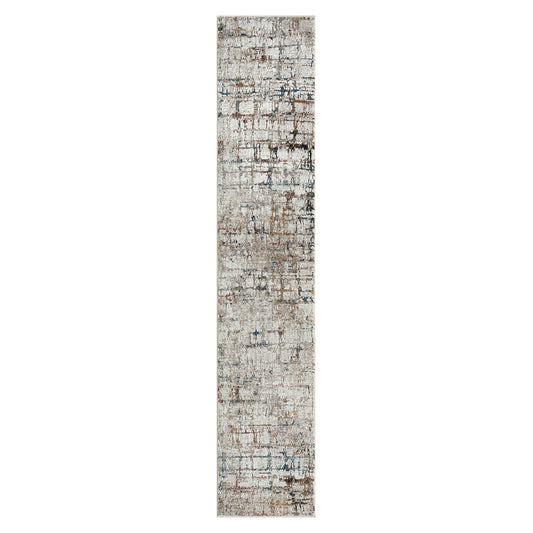 2' X 8' Gray Abstract Distressed Runner Rug