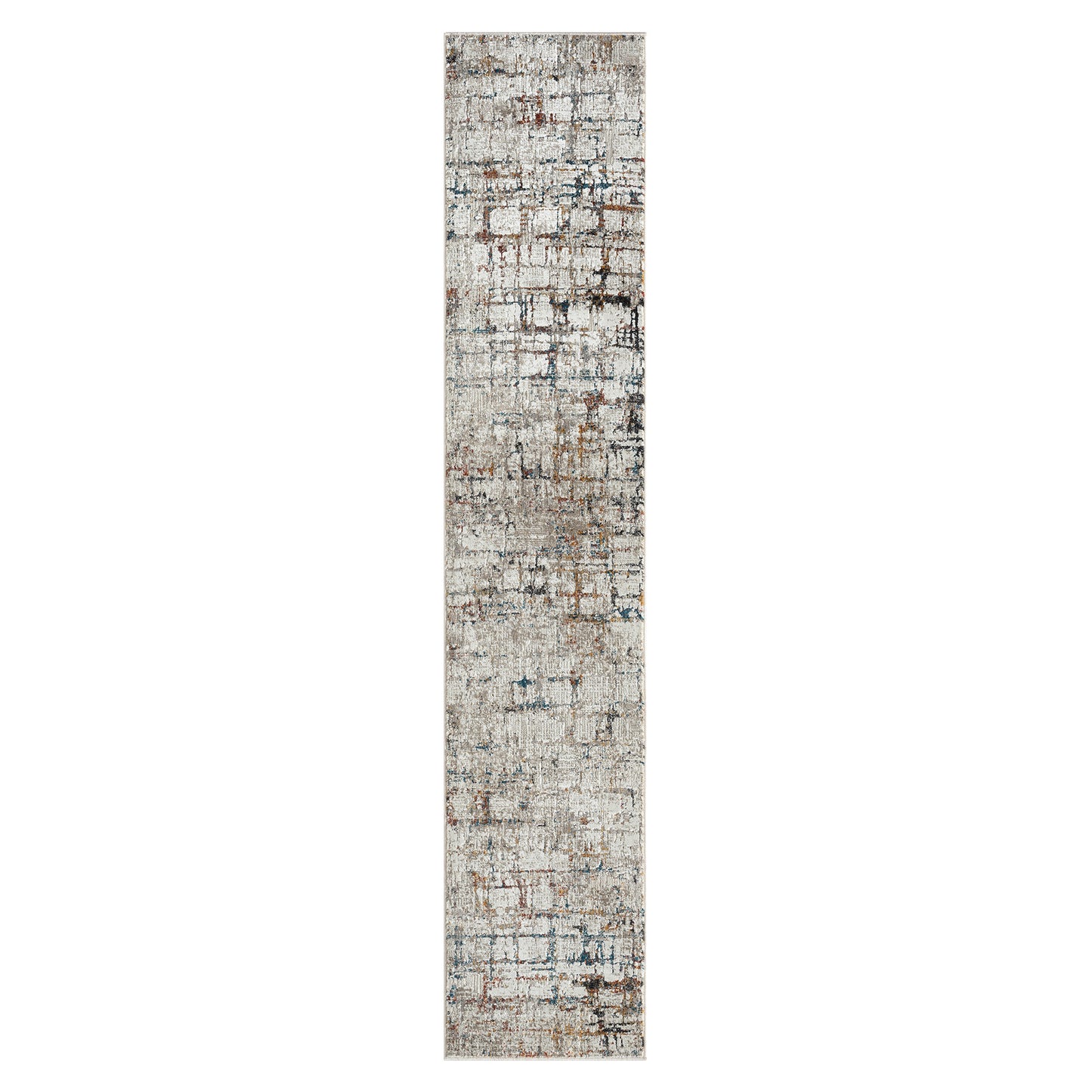 2' X 8' Gray Abstract Distressed Runner Rug