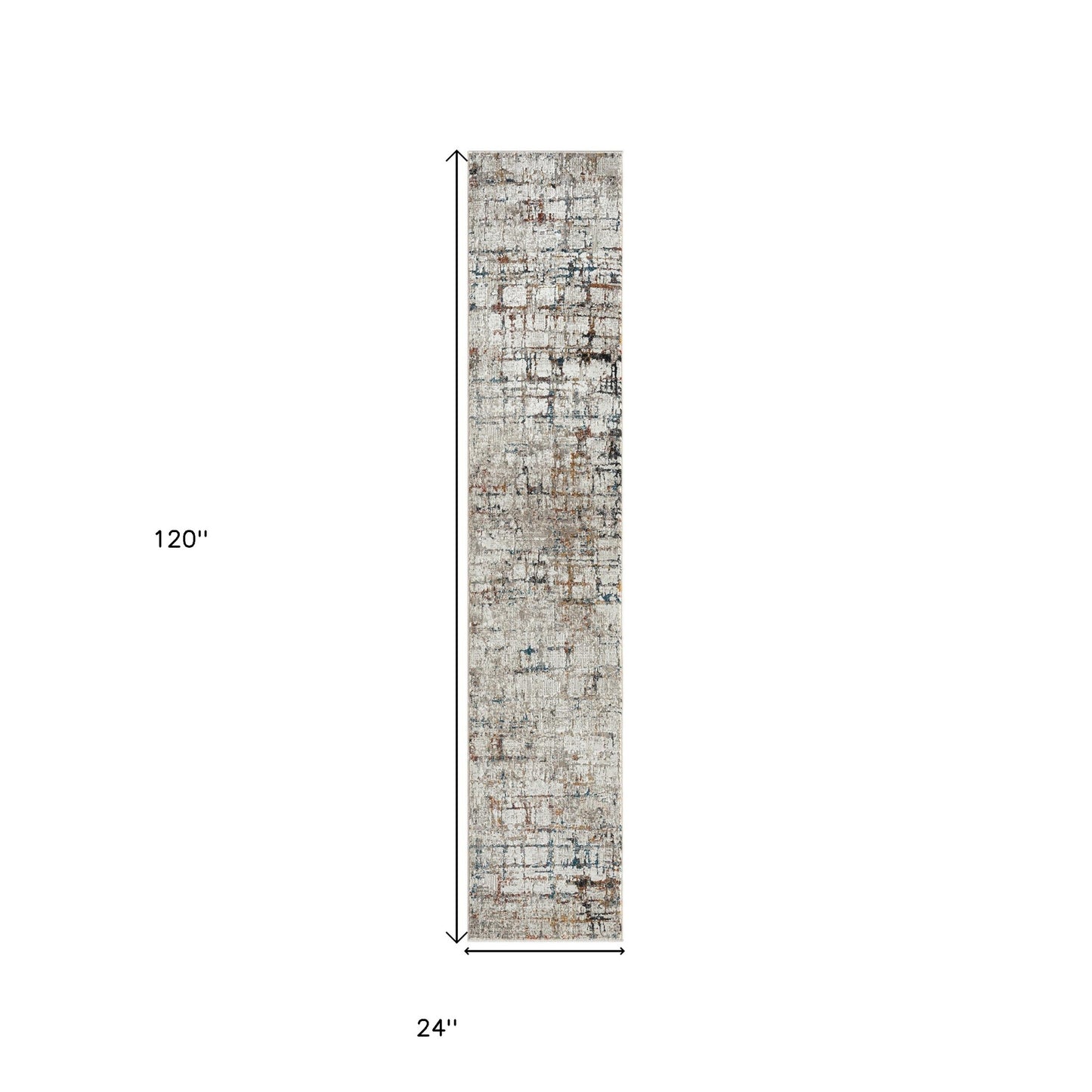 2' X 8' Gray Abstract Distressed Runner Rug