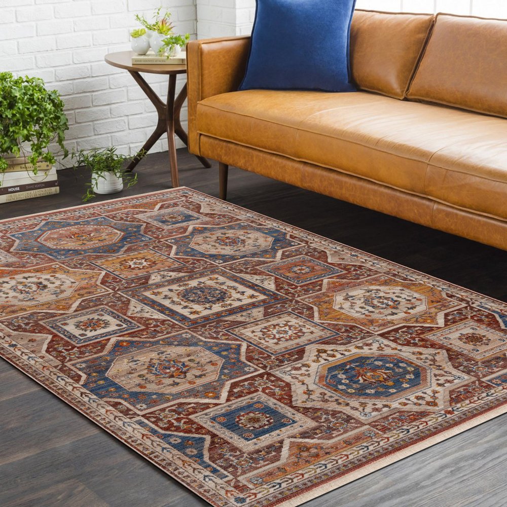 5' X 8' Red Southwestern Area Rug